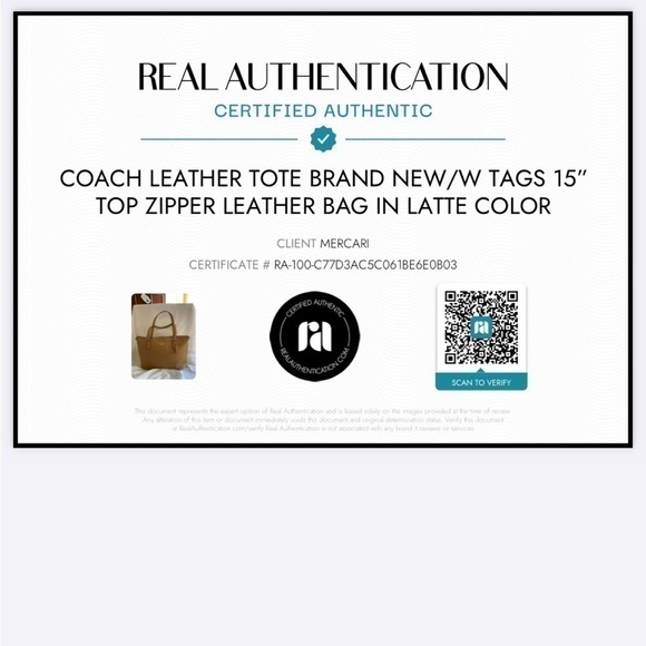 Coach Leather Tote Brand New/w Tags 15” Top Zipper Leather Bag in Latte Color - Picture 16 of 16